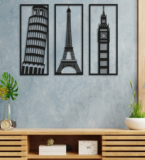 Black Eiffel Tower Wooden Wall Decor By Art Street