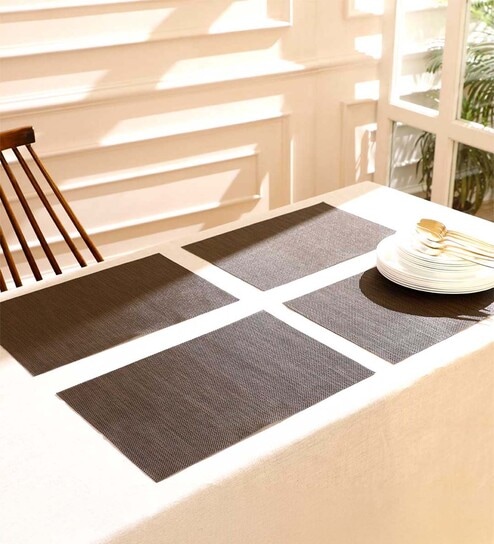 Black Elyana Rectangular PVC Dining Table Placemat