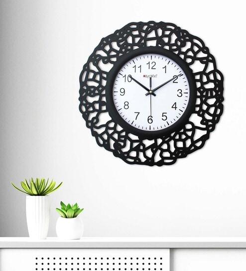 Allanton Black & White Black Engineered Wood Wall Clock