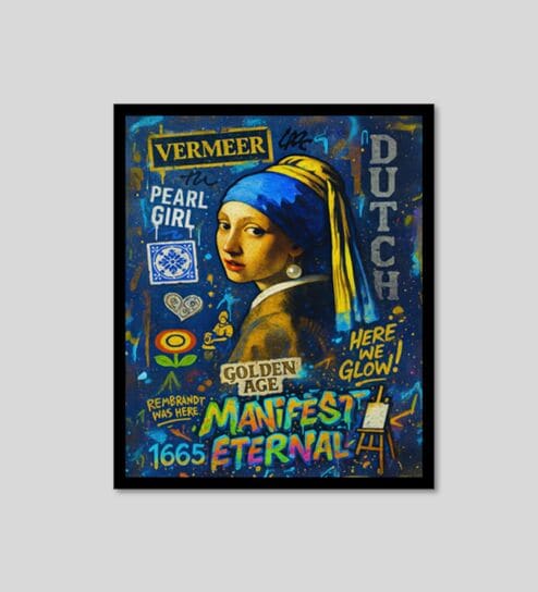 CULT CLASSIC CLUB   MONA LISA POP ART FRAME HD Poster With Black Frame, 12.5 X 17.3 Inches