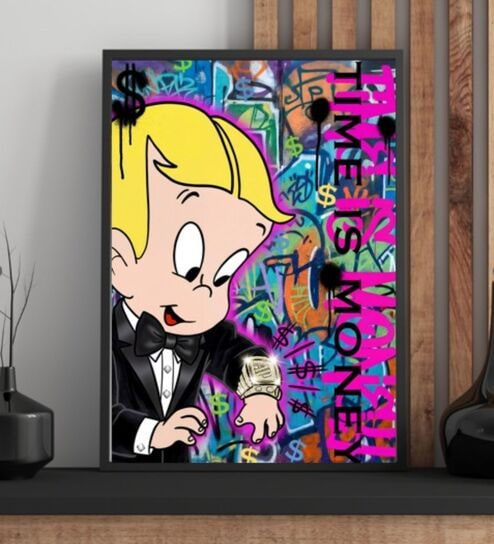 MONEY LOVE COLLECTION - TIME IS MONEY HD Poster With Black Frame, 12.5   17.3 Inches