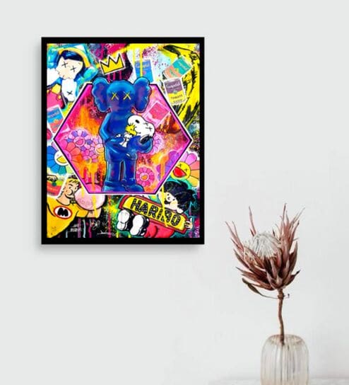 KAWS HD Poster With Black Frame, 12.5   17.3 Inches
