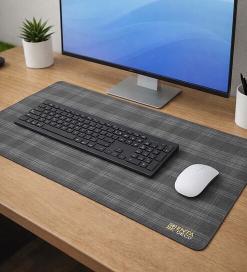 Black Formal Linen Printed Laptop Mat & Keyboard Mat