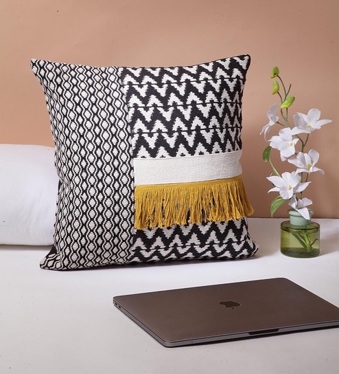 Black Textured 16x16 inches Cushion Cover