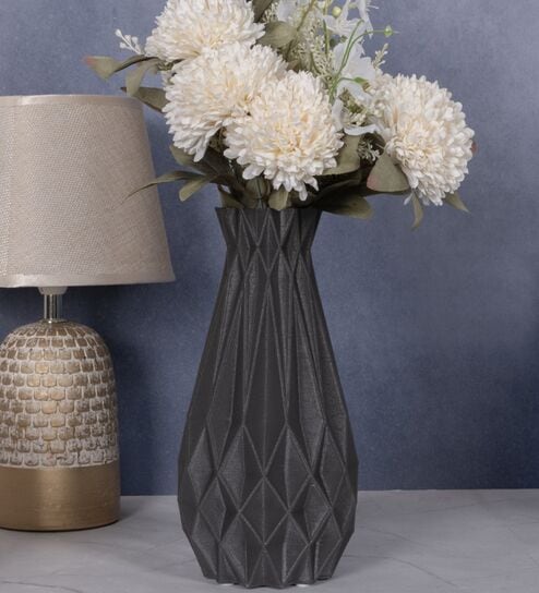 Black Geometric Grace 3D Vase