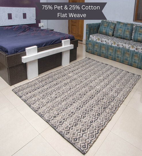 the woven legacy Black Geometrical Pet 7X5 Feet Hand Woven Carpet-picture-19