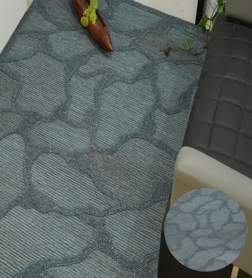 Black Geometrical Wool Hand Tufted Carpet