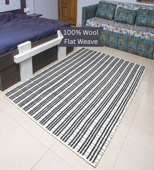 the woven legacy Black Geometrical Wool Hand Woven Carpet-picture-40