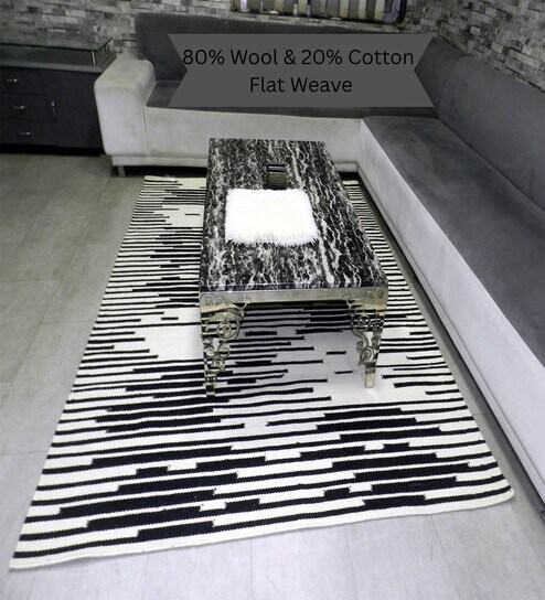 the woven legacy Black Geometrical Wool 8X53 Feet Hand Woven Carpet-picture-12