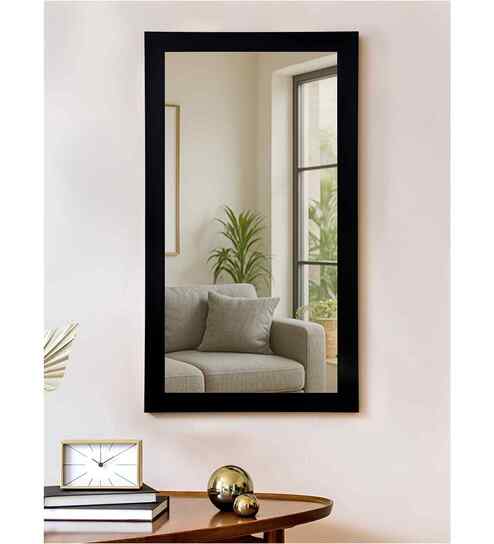 Black Glass Bathroom Wall Mirror