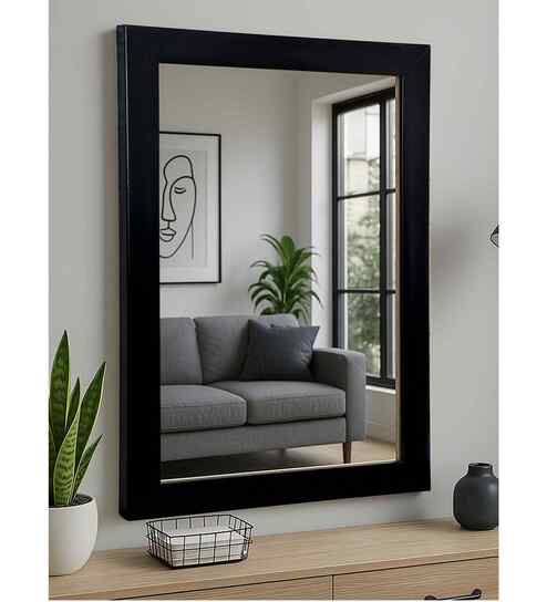 Black Glass Bathroom Wall Mirror