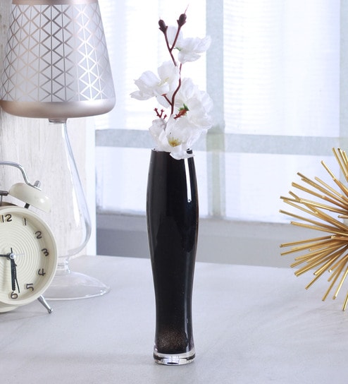 Buy Black Glass Coloured Glass Bud Vase By Fourwalls Online