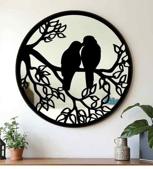 Black Glass Round Acrylic Mirror