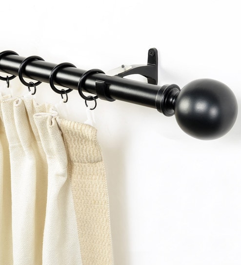 Buy Black Matt Curtain Rod With Brackets 52 To 144 Inch By Deco