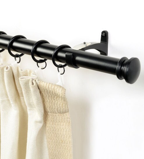 Buy Black Matt Curtain Rod With Brackets 52 To 144 Inch By Deco