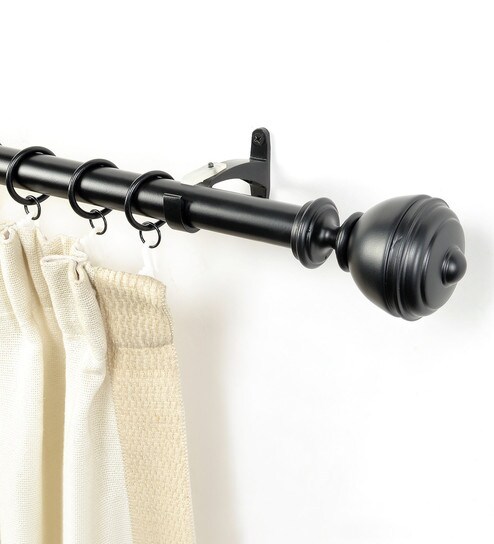 Buy Black Matt Curtain Rod With Brackets 52 To 144 Inch By Deco