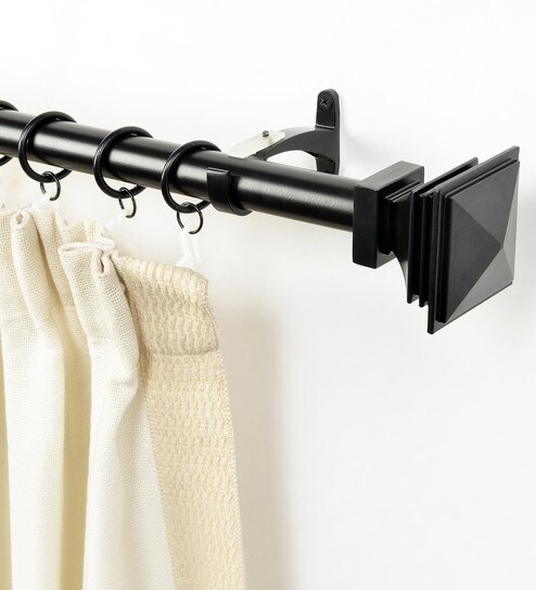 Buy Black Matt Curtain Rod With Brackets 52 To 144 Inch By Deco