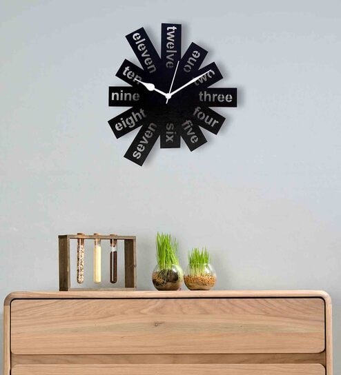 Black MDF Stamp Modern Wall Clock