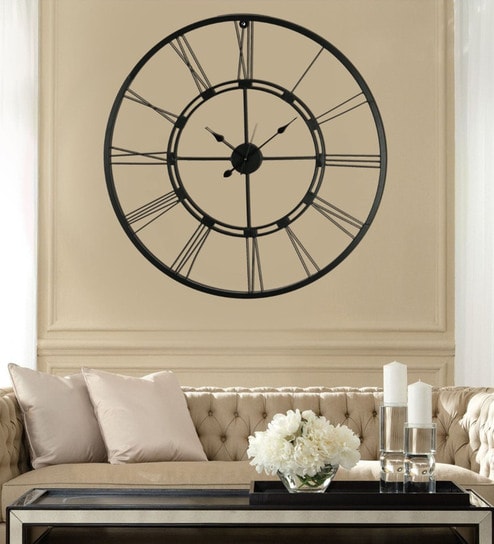 Buy Black Metal Wall Clock by Craftter Online - Vintage Wall Clocks ...