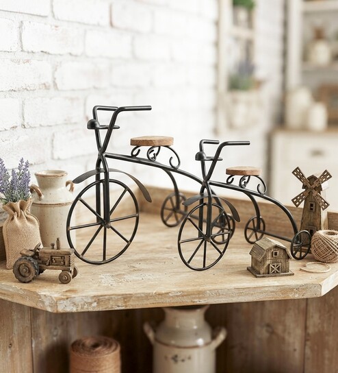 Black Metal Bicycle Showpieces Set Of 2