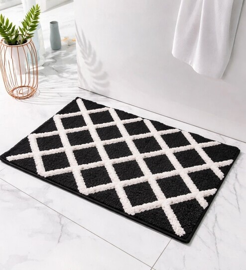 Black Microfiber 24x16 Inches Anti-Skid Door Mat