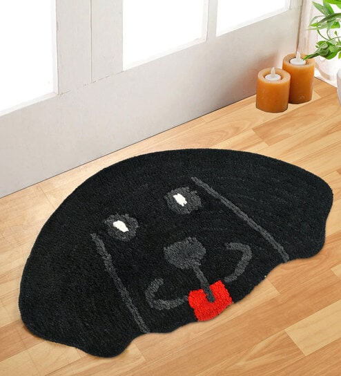 Black Microfiber AntiSkid 18 X 28 Inches Dog Shaped Bath Mat
