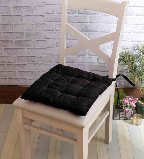 Black Microfiber Filled 16 X 16 Inch Set of 2 Chair Pads by Klotthe