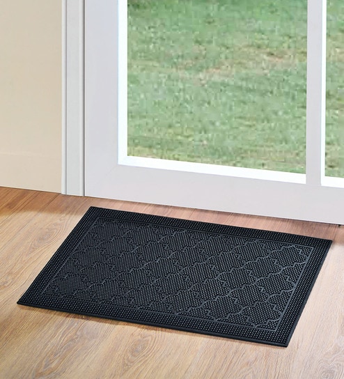 Black Plastic 29 52x17 71 Inches Door Mat By Home