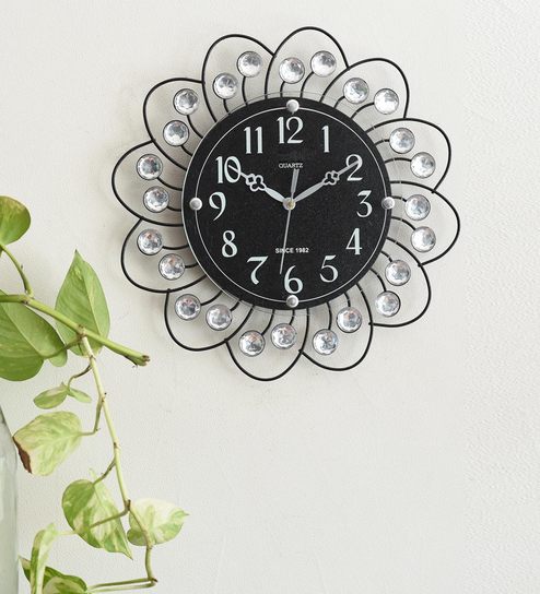 Buy Black Plastic Analog Decorative Wall Clock By Ecraftindia