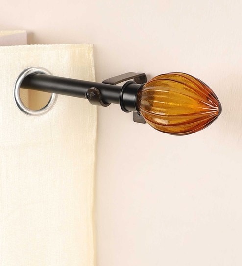 Black Powder Coated Iron Curtain Rod (84 to 144 Inches) With Bracket by The Decor Mart