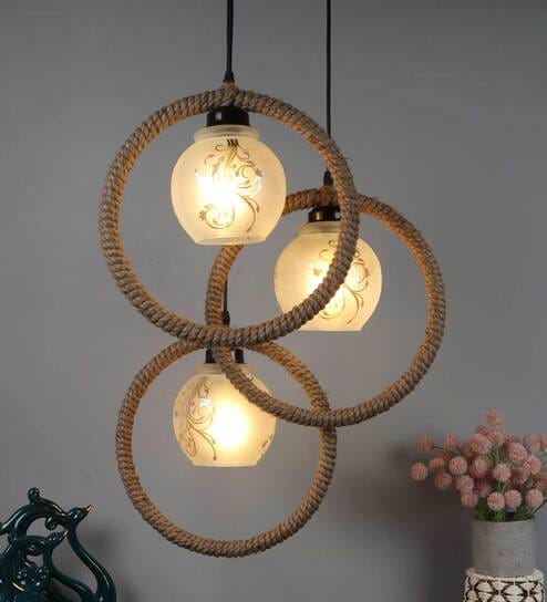 Black Pvc 3 Light Cluster Hanging Lights By Foziq