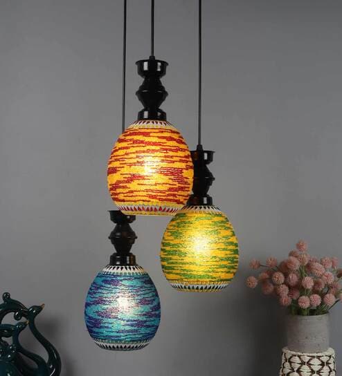 Black Pvc 3 Light Cluster Hanging Lights By Foziq