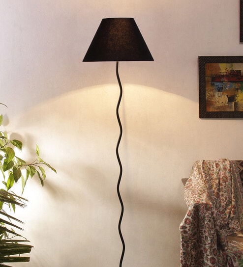 Fauci Black Cottan Fabric Shade Club Floor Lamp With Iron Base By New Era