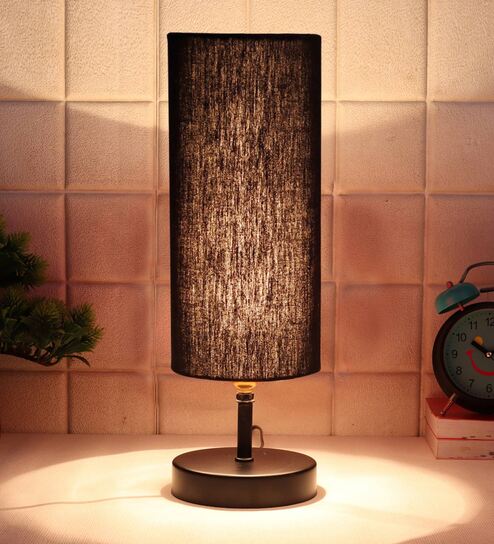 Charlotte Black Cottan Fabric Shade Table Lamp With Iron Base