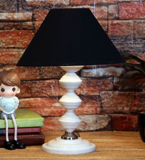 Black Shade Table Lamp With Metal Base By Foziq