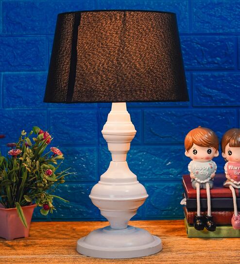 Black Shade Table Lamp With Metal Base By Foziq