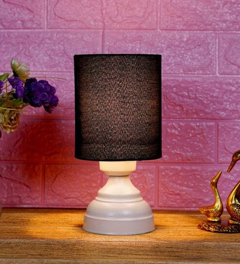 Black Shade Table Lamp With Metal Base By Foziq
