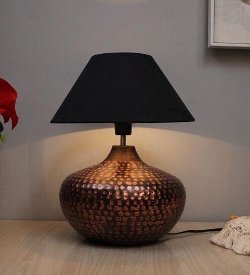 Black Shade Table Lamp With Metal Base