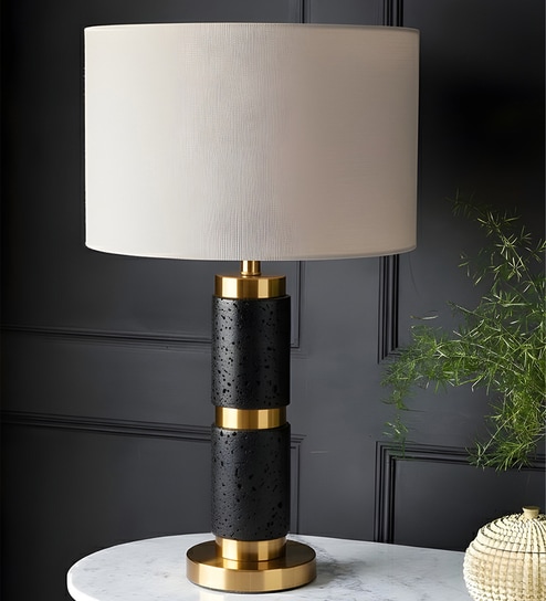 Black Stone & metal Midnight Gold Prestige Table Lamp