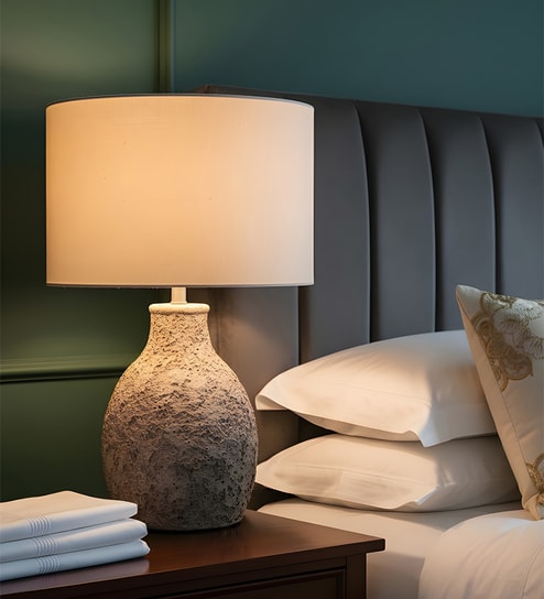 Black Terra cotta Artisan Stone Luxe Table Lamp