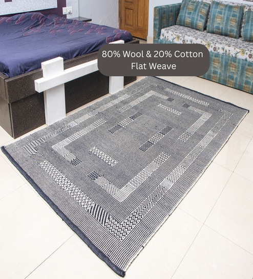 Black Traditional Wool Hand Woven Carpet-image-39