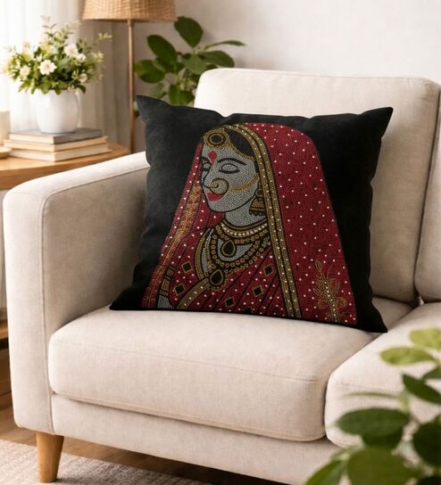 Black Velvet 16 x 16 Inches Queen Print Swarovski Cushion Covers