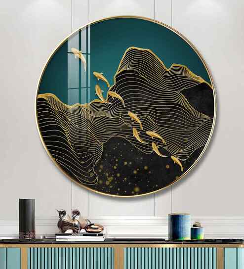 Black Wave Majesty Acrylic Round Wall Art