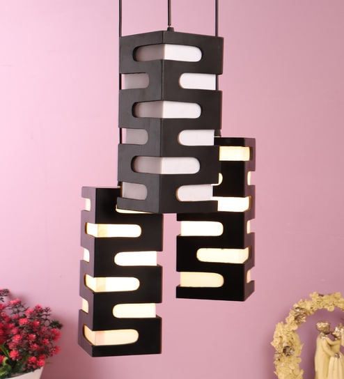Rookie Black Wood Cluster Hanging Light by Foziq