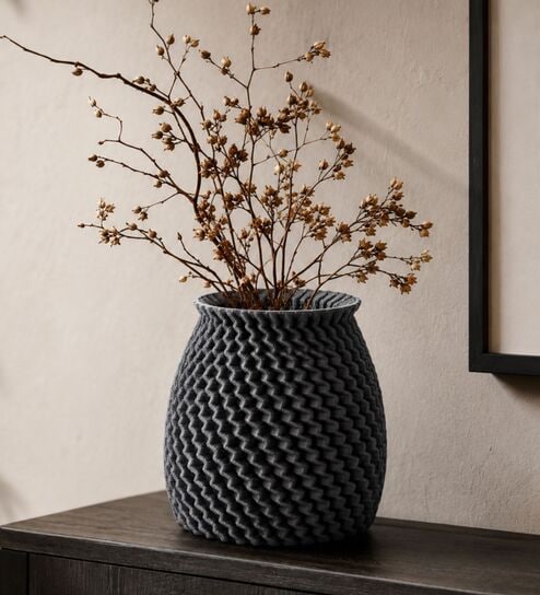 Black Zesty Zig 3D Vase