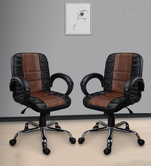 Buy 1 And Get 1 Free Blaze Executive Chair In Black Tan Leatherette By Emperor