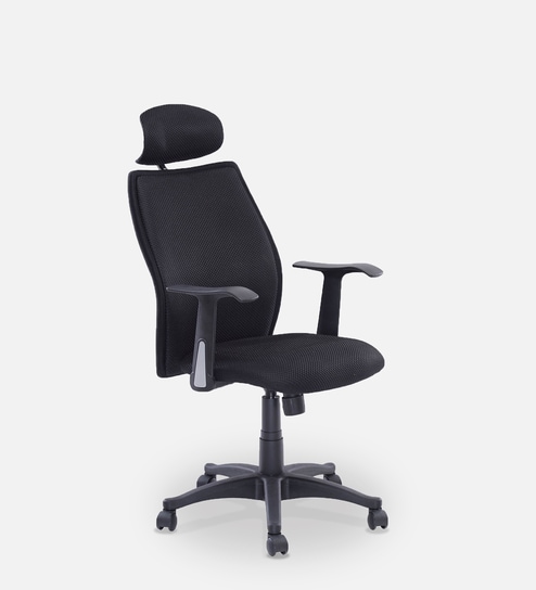 Blaze Fabric High Back Headrest Chair in Black Colour
