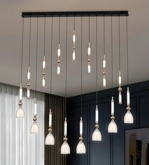 Blazily Smart Voice LED Chandelier Light | Stylish Modern Ceiling Fixture with Voice Control | Ambient Lighting for Living Room, Bedroom & Dining