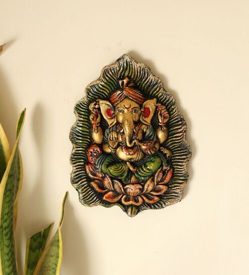 Blessing Ganesha Fiber Wooden Wall Art