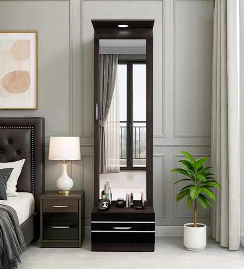 Bliss Dressing table in Black Glossy & Dark Walnut Colour